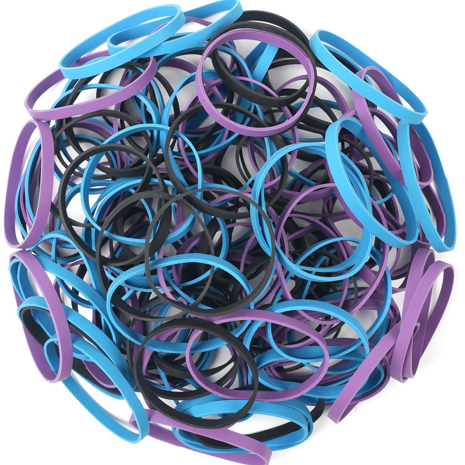 AMUU Rubber Bands Size #64 227G/0.5 Lb Purple Blue Black Rubber Bands for Office