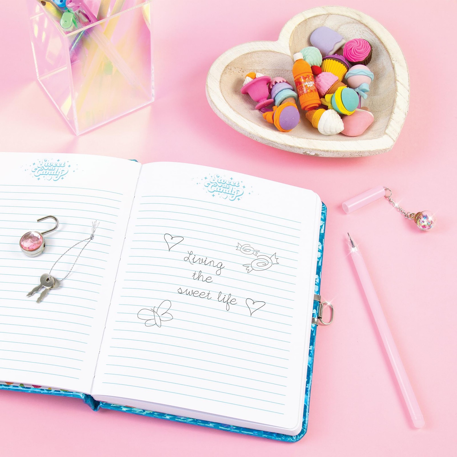Multicolor Bubble Gum Themed Locking Journal with Pen for Creative Tweens