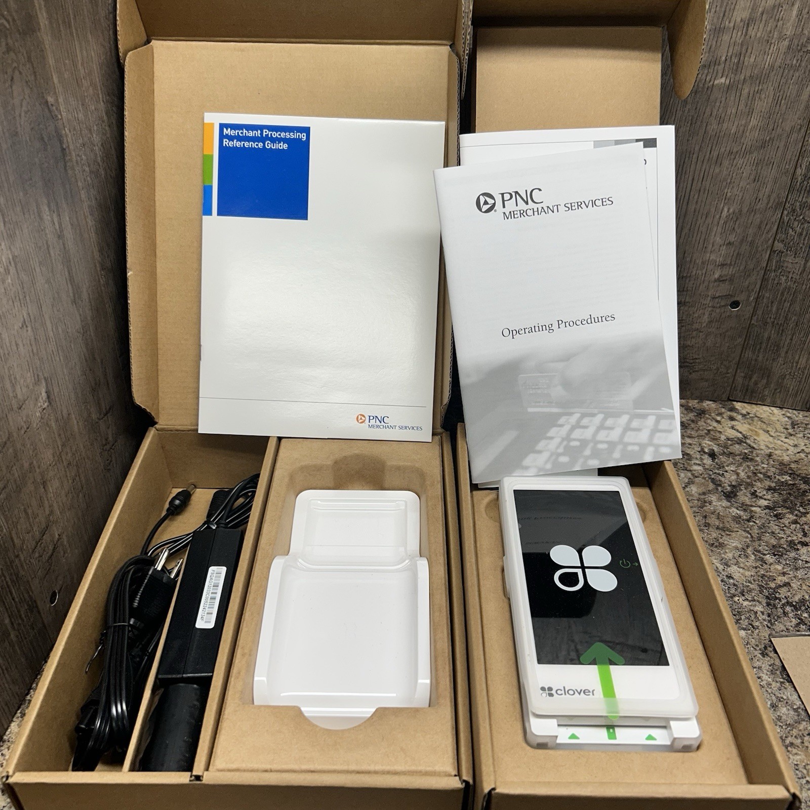 Clover Flex 3 Handheld POS System/C405 + Wireless Cradle K405 + Charger Adapter