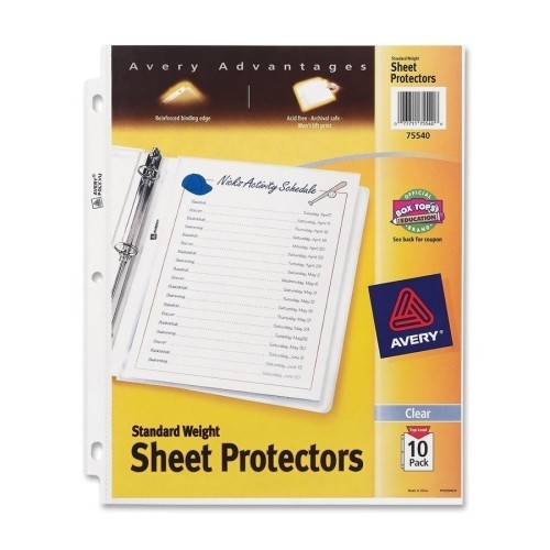 (New) Avery Standard Weight Sheet Protectors 10 Count ( Letter 8.50″ X 11″ )