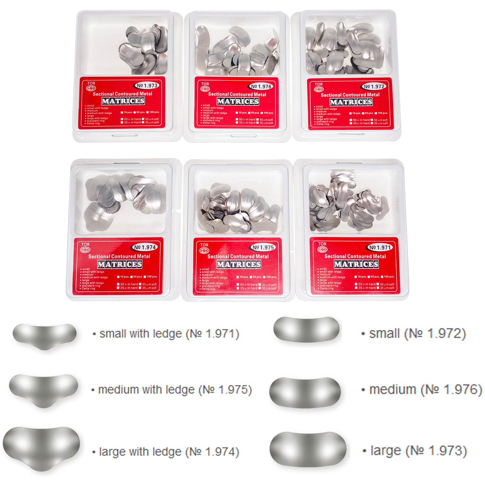 100 Pcs Dental Sectional Contoured Metal Matrices Refill Matrix Band 35um TOR VM