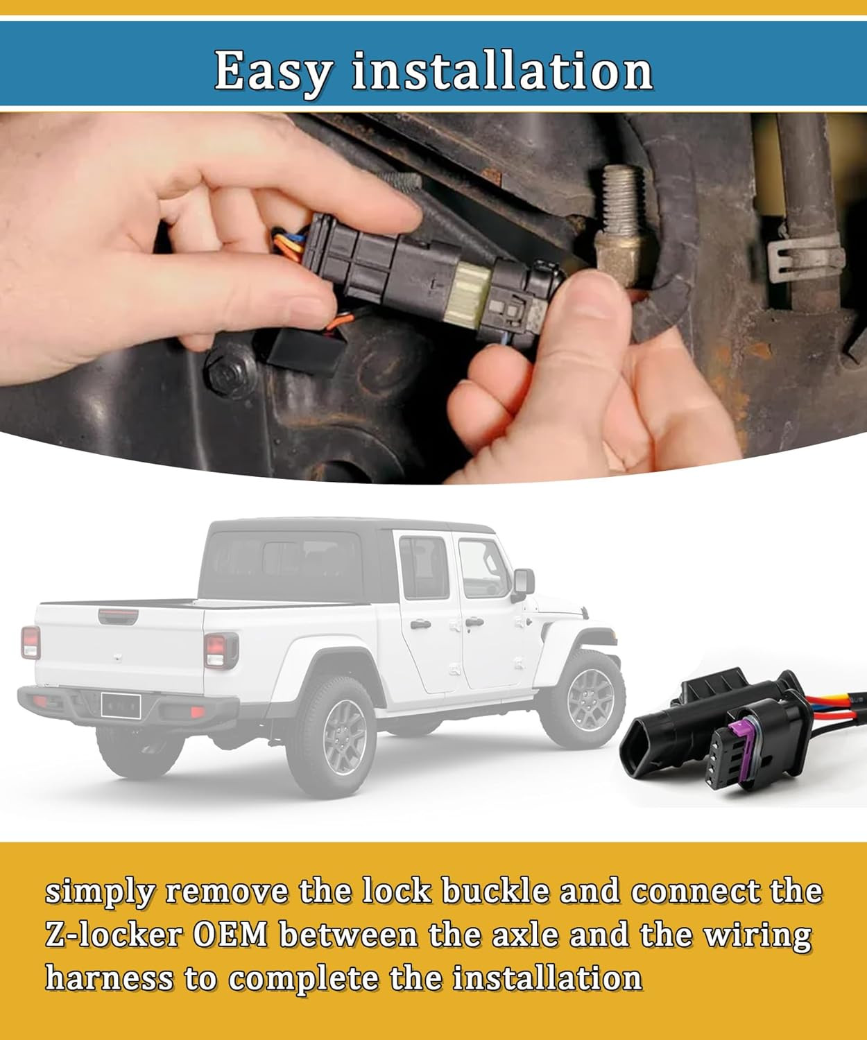 Z-LKR-OEM Locker Sensor Bypass Harness Fits for 2018-2023 Jeep Wrangler JL/JL…