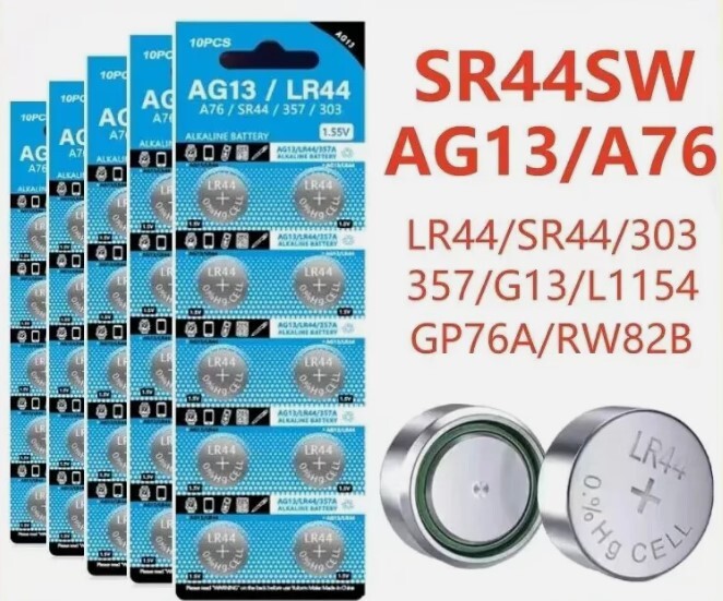 10Pcs AG13 LR44 A76 357 357A LR1154 SR1154 SR44 1.5V Button Battery Coin Cell
