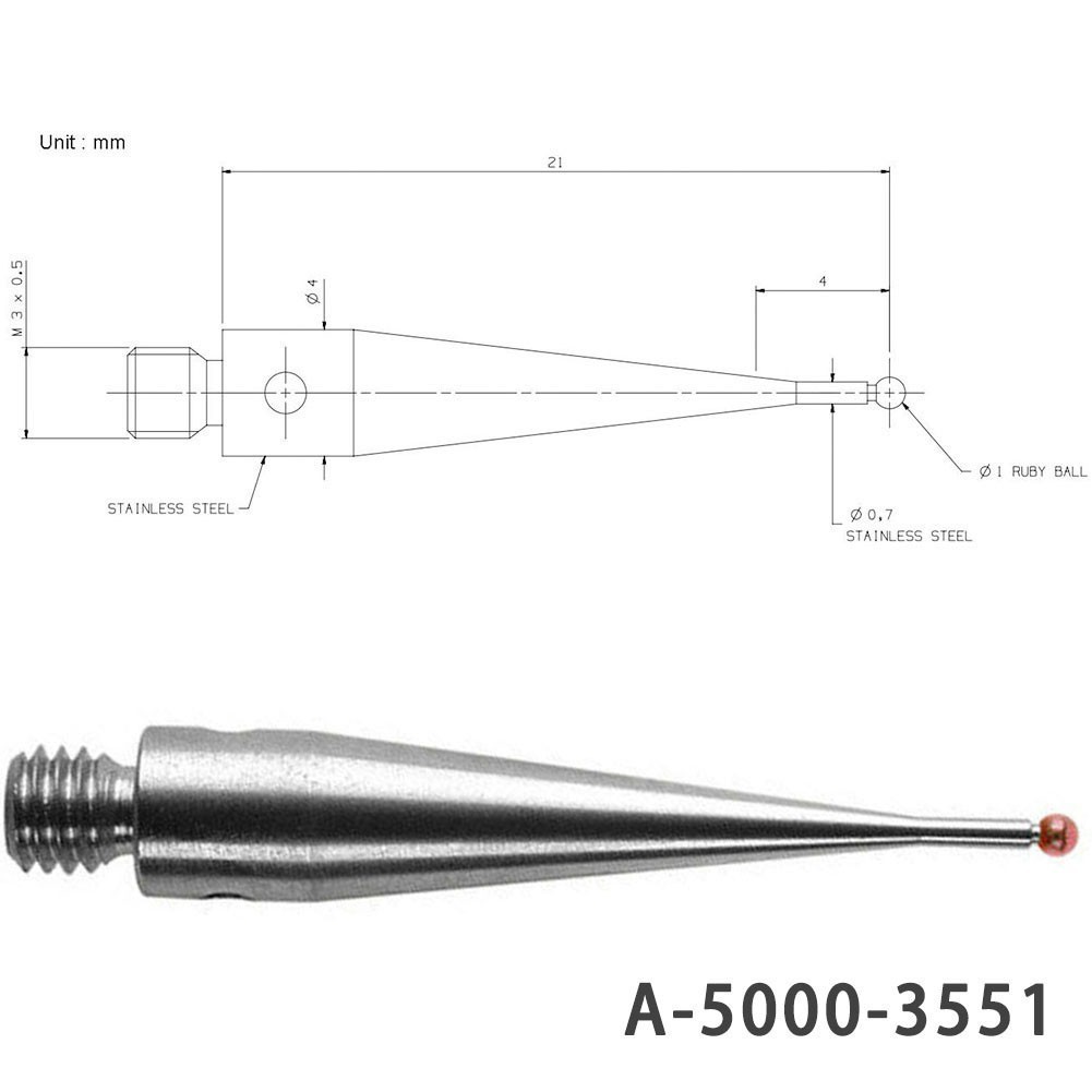 CMM Stylus 21mm Total Length 4mm Effective Length CNC Machine Applications