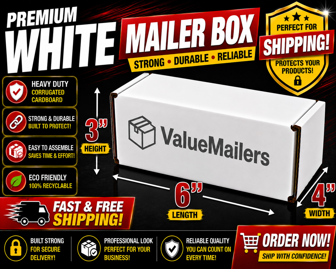 200 – 6x4x3 White Corrugated Shipping Mailer Packing Box Boxes 6 x 4 x 3