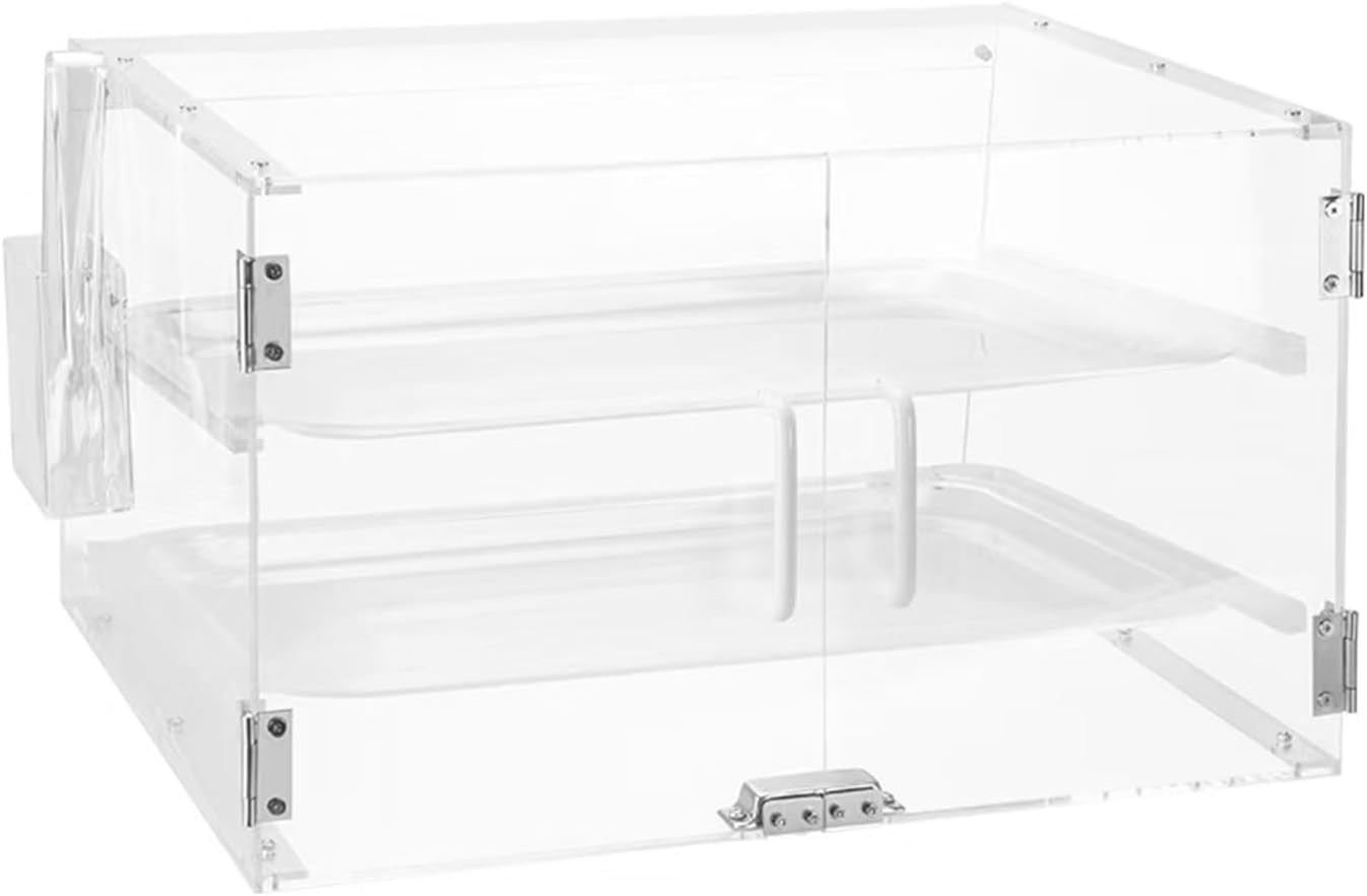 Acrylic Pastry Display Case with 2 Trays for Cookies, Cupcakes & More