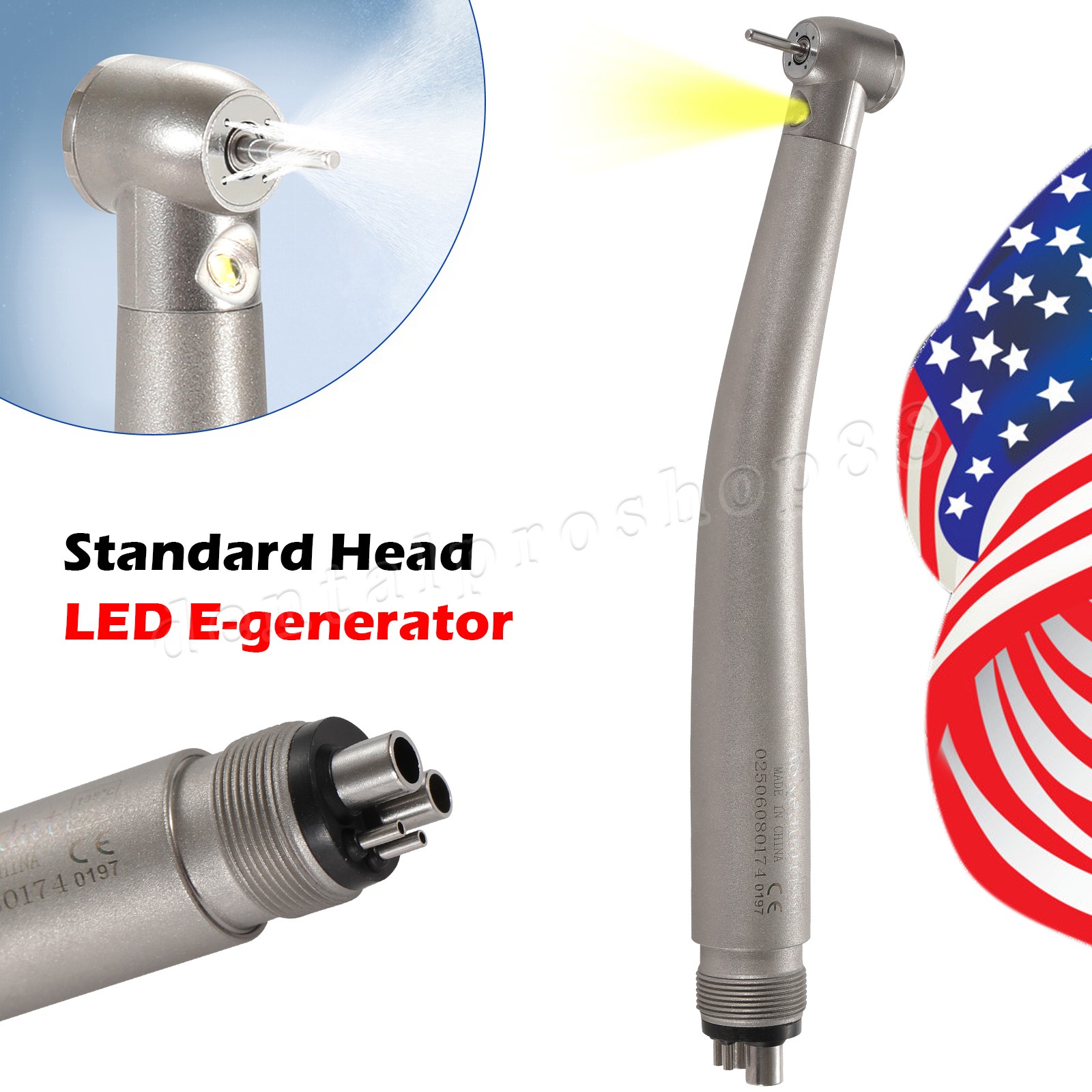 Standard Dental Fiber Optic LED E-generator high speed handpiece Turbine 4 Holes
