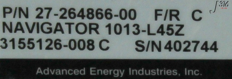 4958 ADVANCED ENERGY NOVELLUS RF NAVIGATOR 1013-L45Z, 27-264866-00 3155126-008