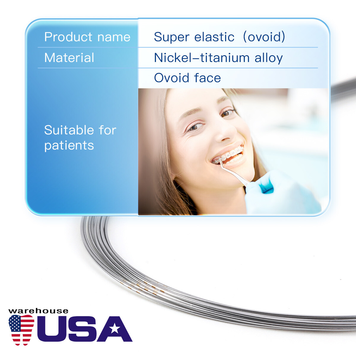 Dental Orthodontic Arch Wire Round Super Elastic NITI Round Ovoid Form AZDENT