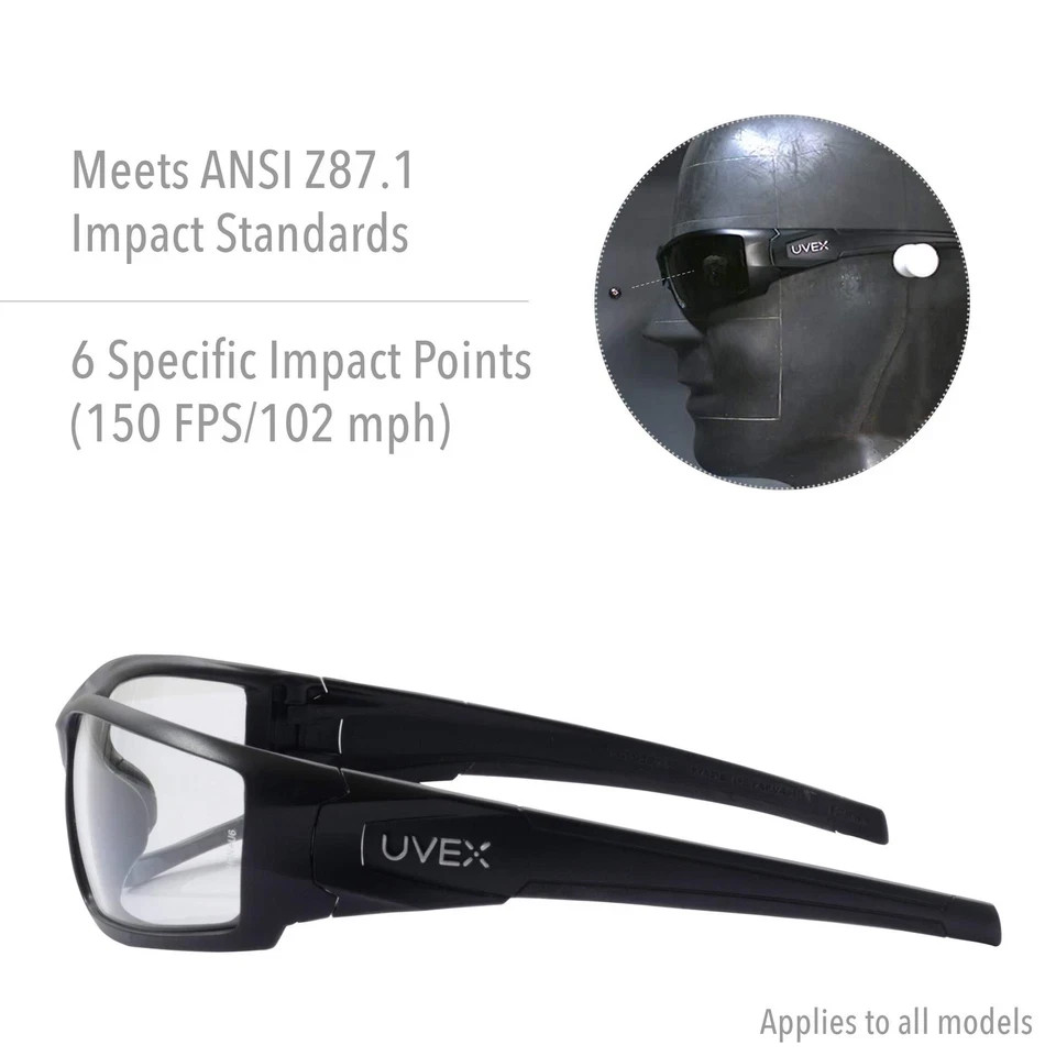 Uvex Hypershock Safety Glasses Hydroshield AF Coating Smoke Brown Frame Expresso