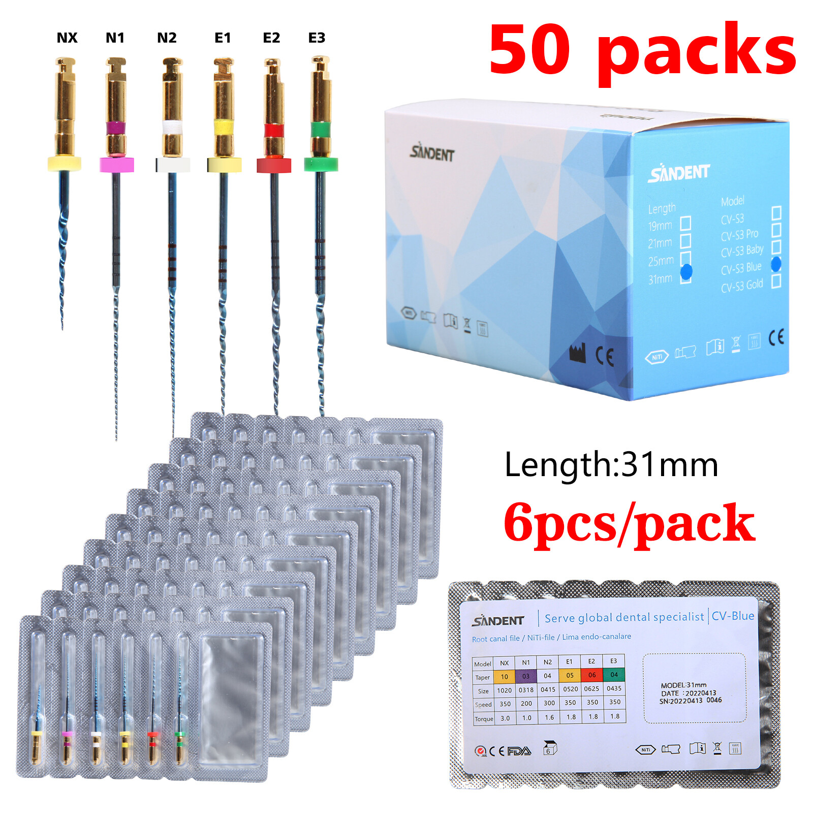Dental Endo Endodontic Engine Rotary Files Root Canal NiTi Files 25mm 21mm 31mm