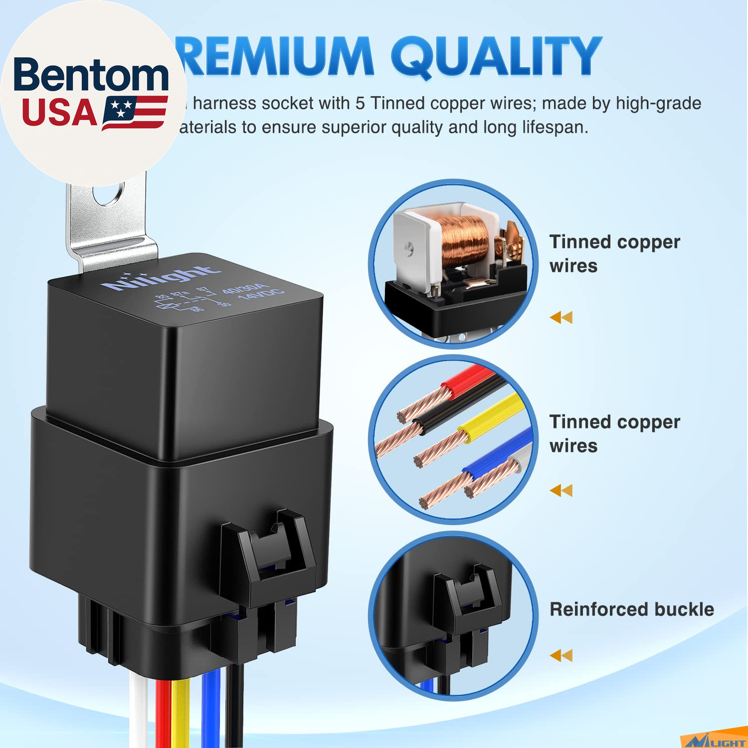 5 Pack Waterproof Relay and Harness 40/30 AMP Heavy Duty 12 AWG Tinned Copper Wi