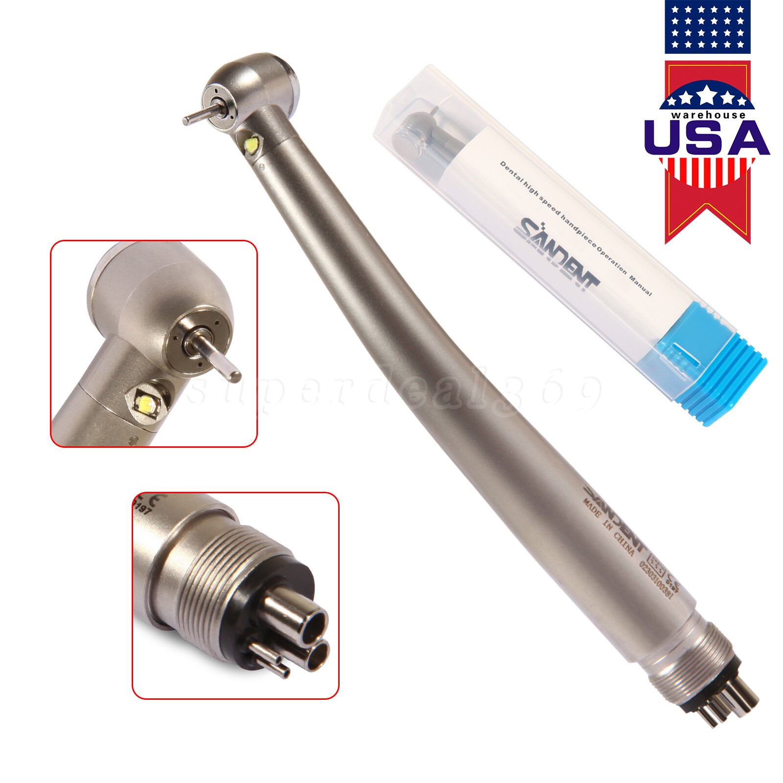 NSK Style Dental Fiber Optic LED E-generator High Speed Handpiece Turbine 4Holes