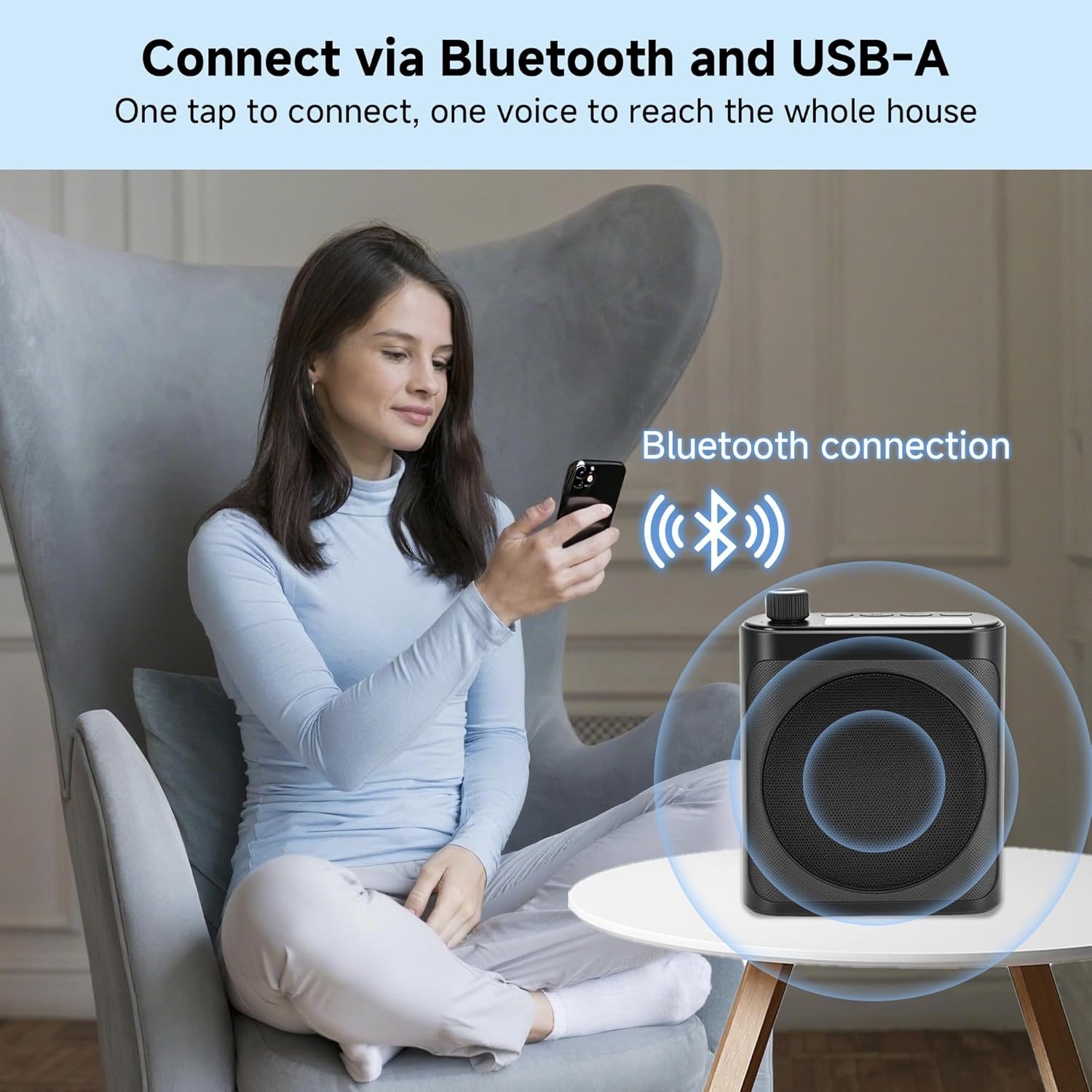 Portable Voice Amplifier with 2 Wireless Mic & Magnetic Lavalier, Portable Voice