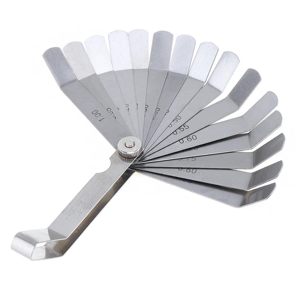 0.05-1mm Curved Feeler Gauge 16 Blades Metric Filled Feeler Gauge Measuring Gap