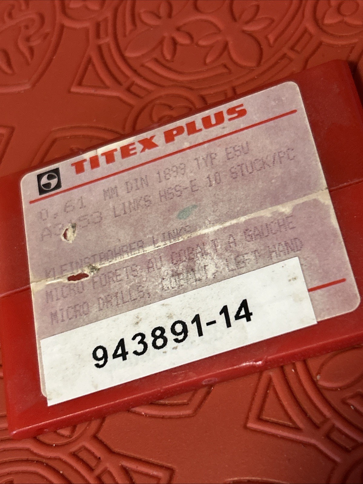 Titex Cobalt Micro Drill Set Of 10 A3153 943891-14 Left Hand .61mm HSS-E (G39)