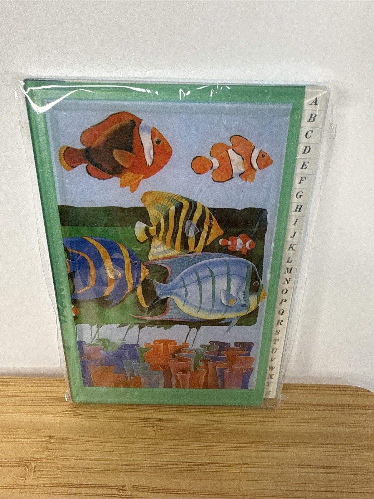 Vintage 90’s Tropical Fish Mini Address Book 5.5” X 4” Green