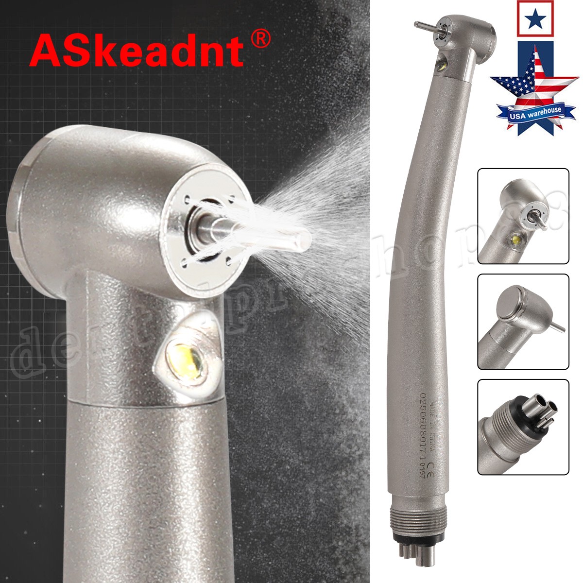 Standard Dental Fiber Optic LED E-generator high speed handpiece Turbine 4 Holes