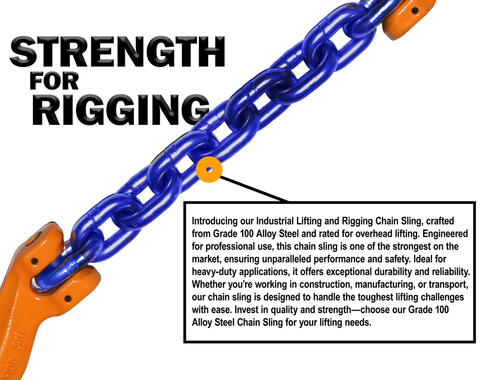 1/2″ x 25′ G100 Lifting Chain with Grab Hooks (Tagged and Rated) | Premium HD