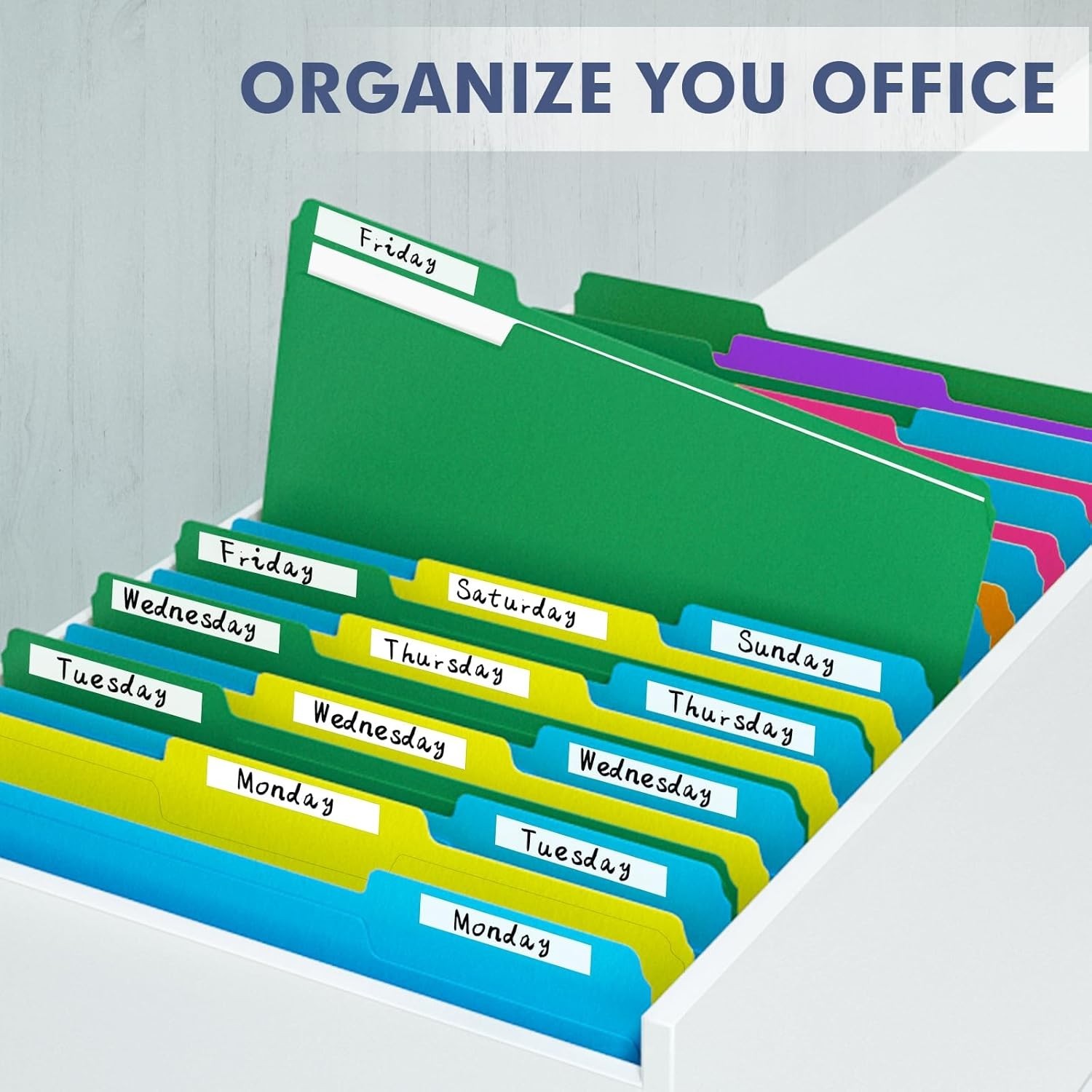 Stylish Assorted 120 File Folders with 1/3 Cut Tabs for Organized Workspaces