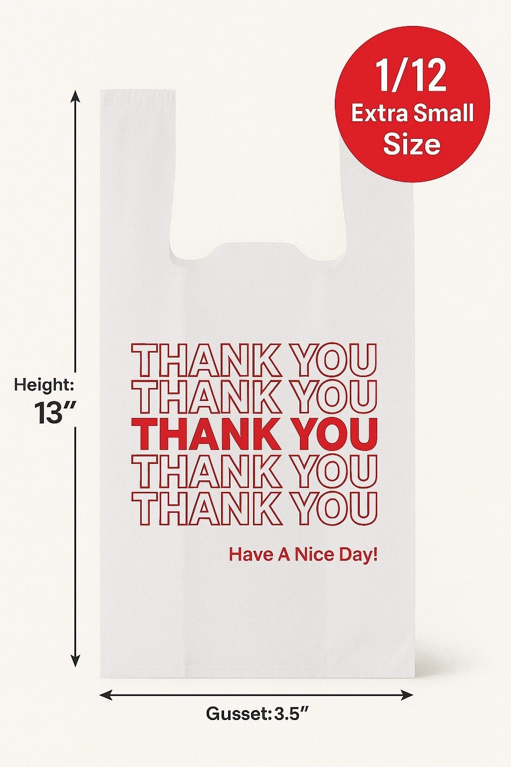 Bags 1/12 Extra Small 7×3.5×13 THANK YOU T-Shirt Plastic Grocery Shopping Bags