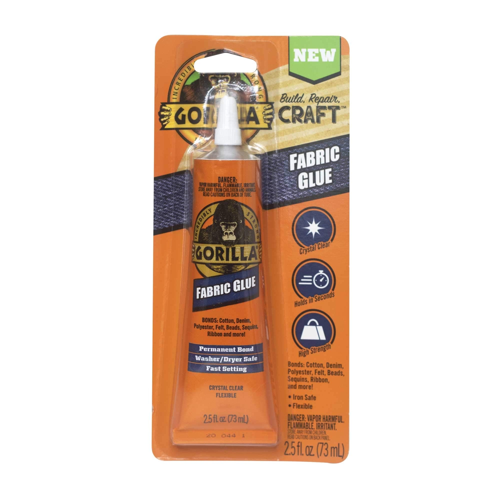 Gorilla Glue Waterproof Fabric Glue 2.5 Ounce Tube, Clear, (Pack Of 1) (8025501)