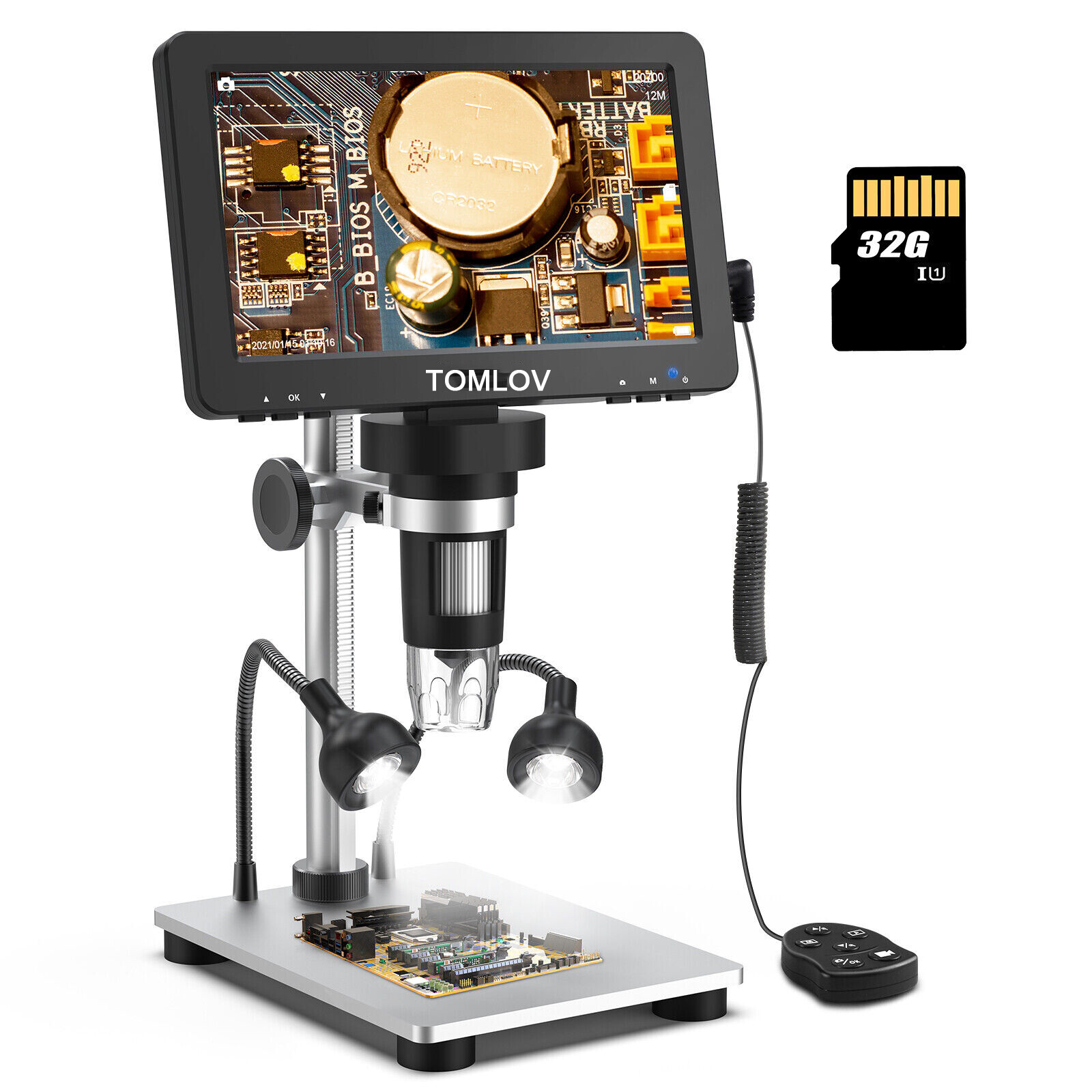 TOMLOV Digital Magnifier 1200X 7” Coin Microscope camera Soldering Microscope
