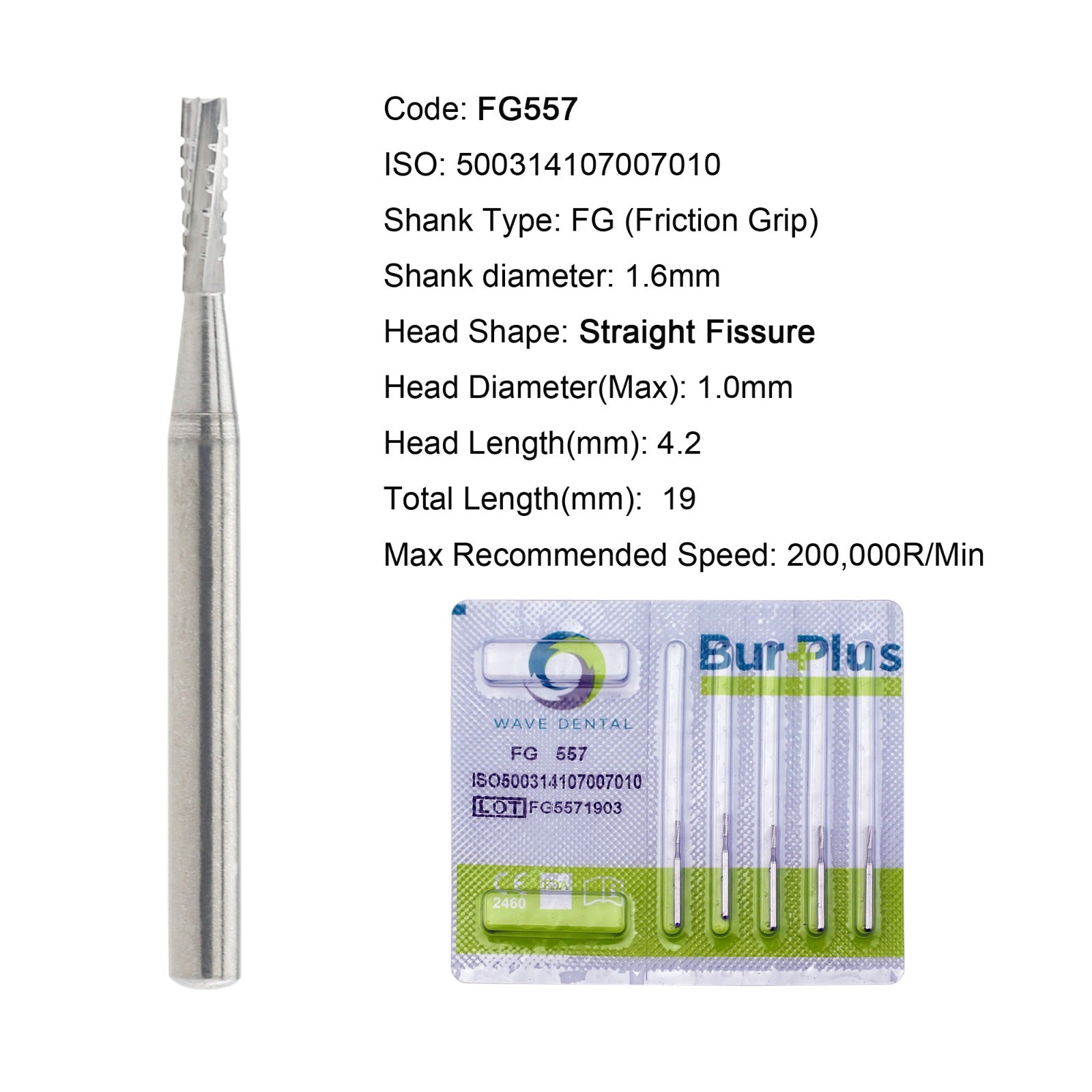 Wave Dental Surgical Burs 25mm Carbide Burs Friction Grip FG 19mm Round Pear 330