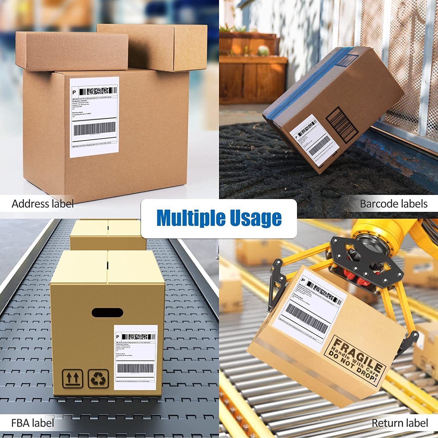 200 Premium 8.5″ X 5.5″ Half Sheet Self Adhesive Shipping Labels 2 Per Sheet
