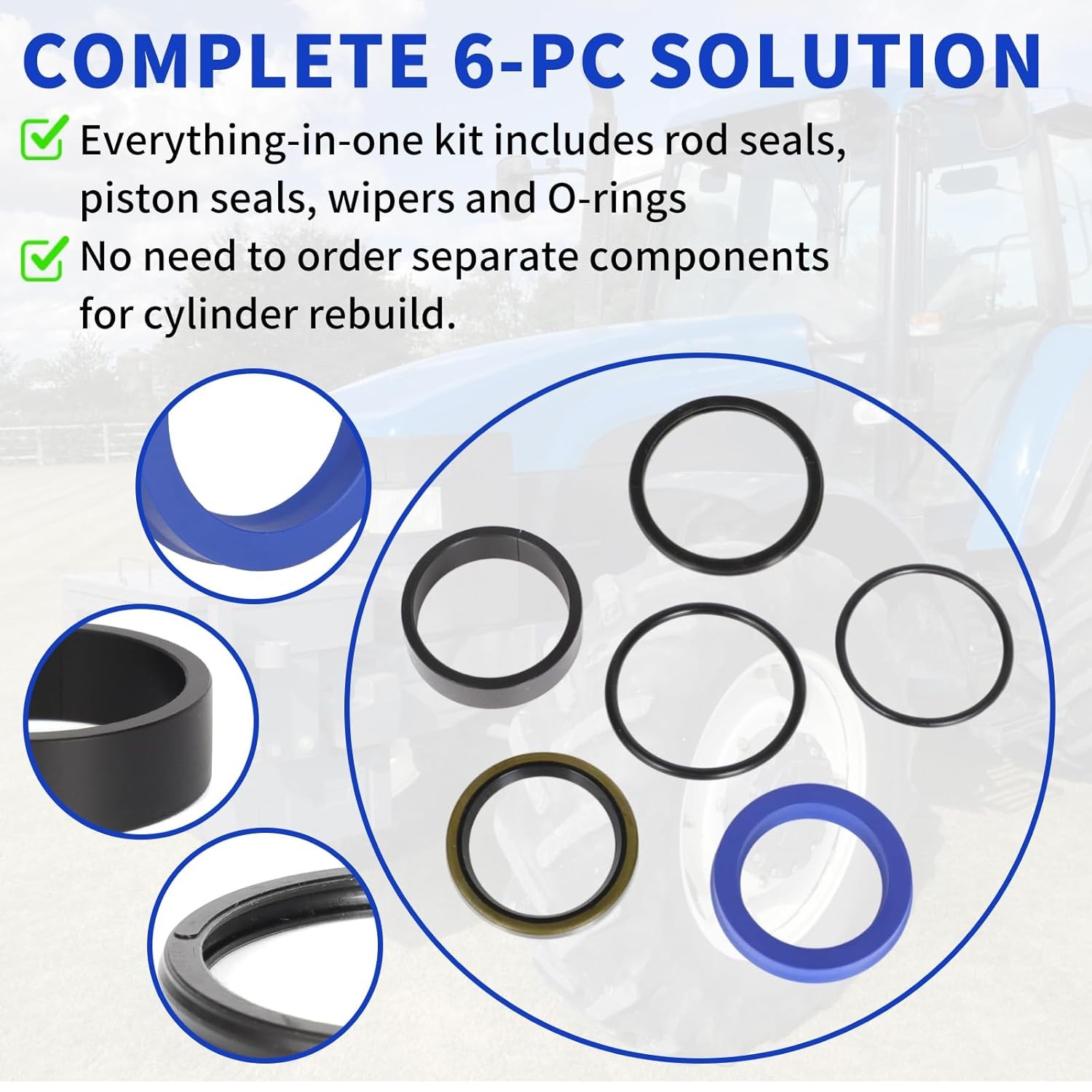 Cylinder Seal Kit 87311846 For Case IH L130 & New Holland Loaders 7308 7108 7106