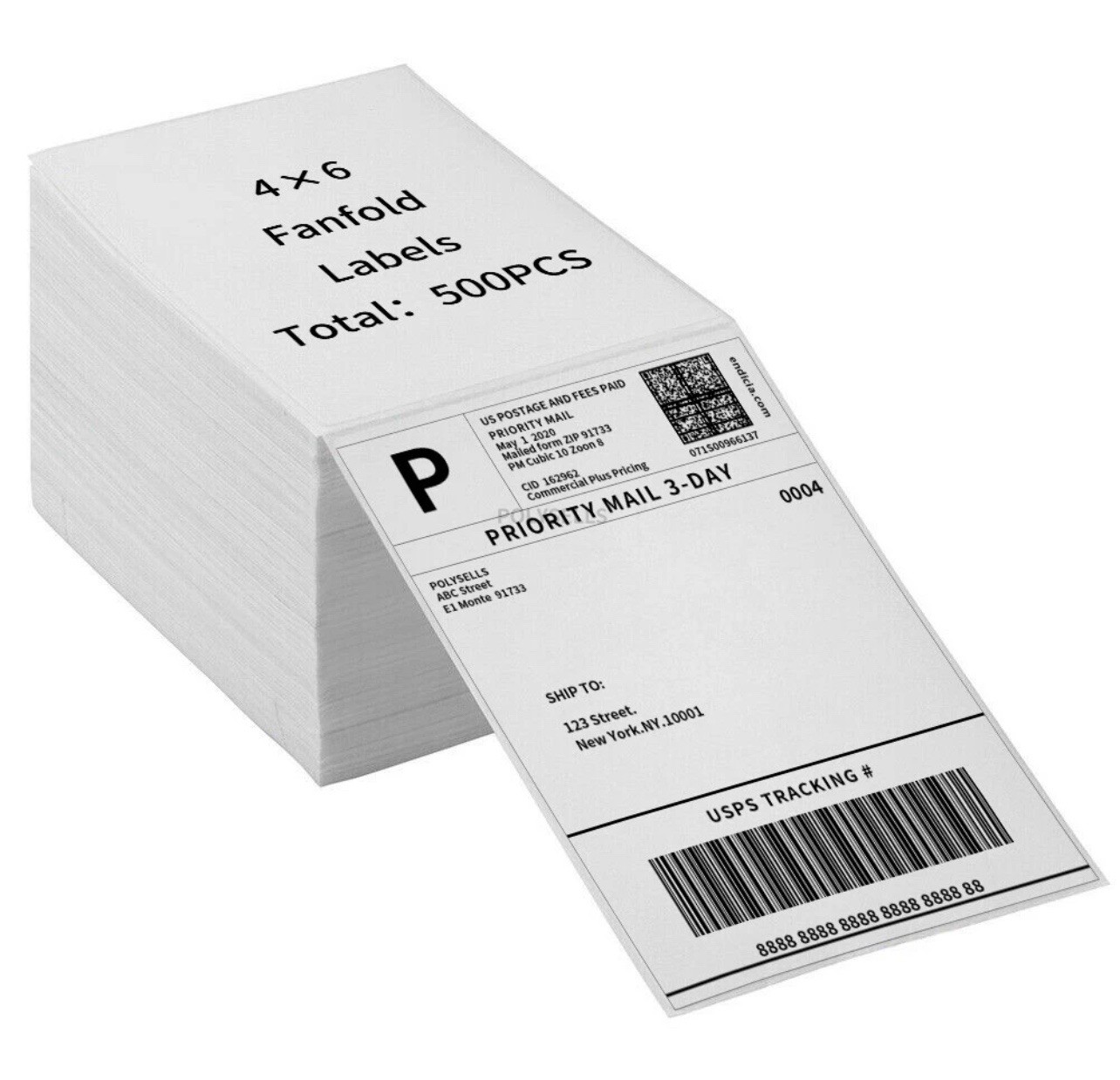 4″x6″ Fanfold Direct Thermal Shipping Labels for Zebra and Rollo 500 PCS