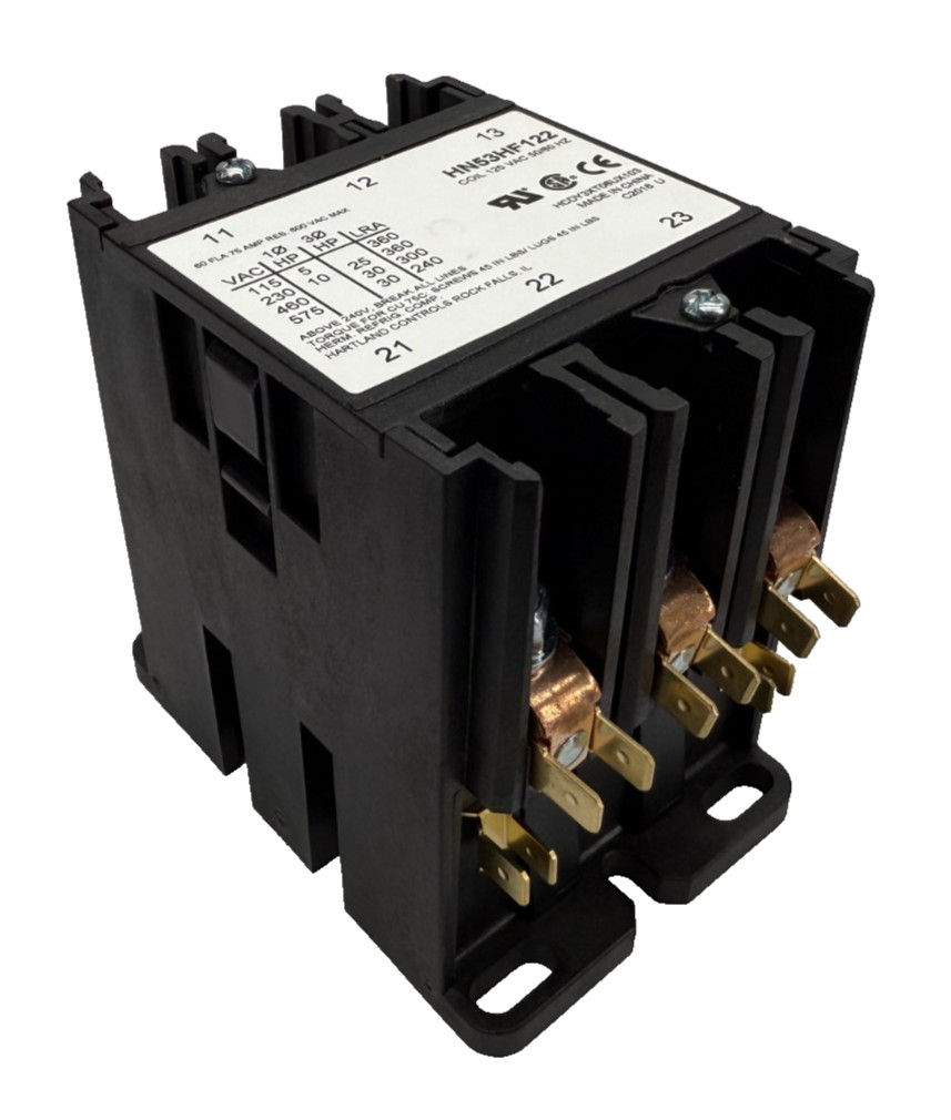Carrier Contactor HN53HF122 Three Pole, 75 Amp, Screw Terms, 115VAC Coil