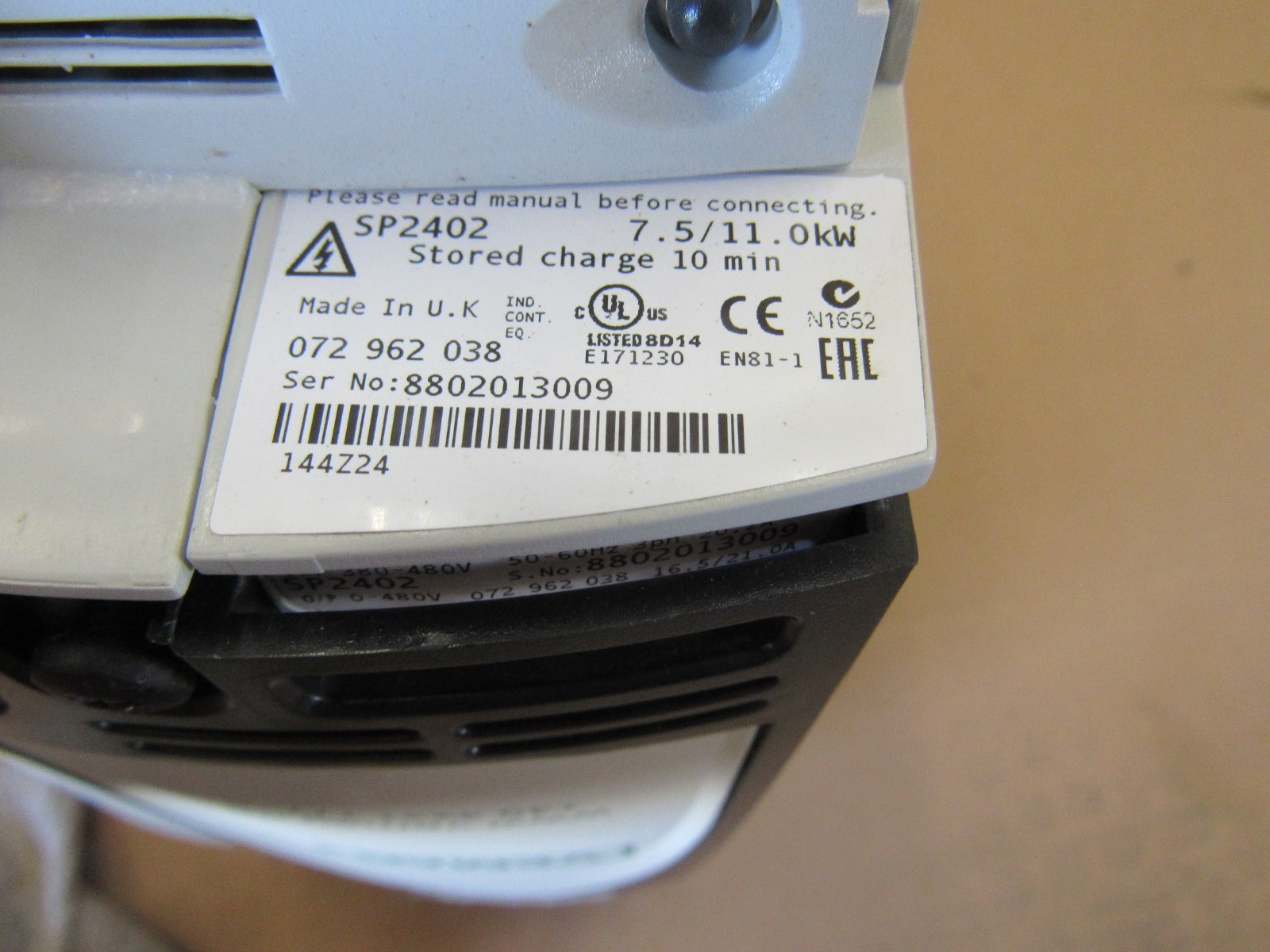 VEMAG SP2402 INVERTER DRIVE 7.5/11KW 380/480V 16.5/21.0A XLNT TAKEOUT!!