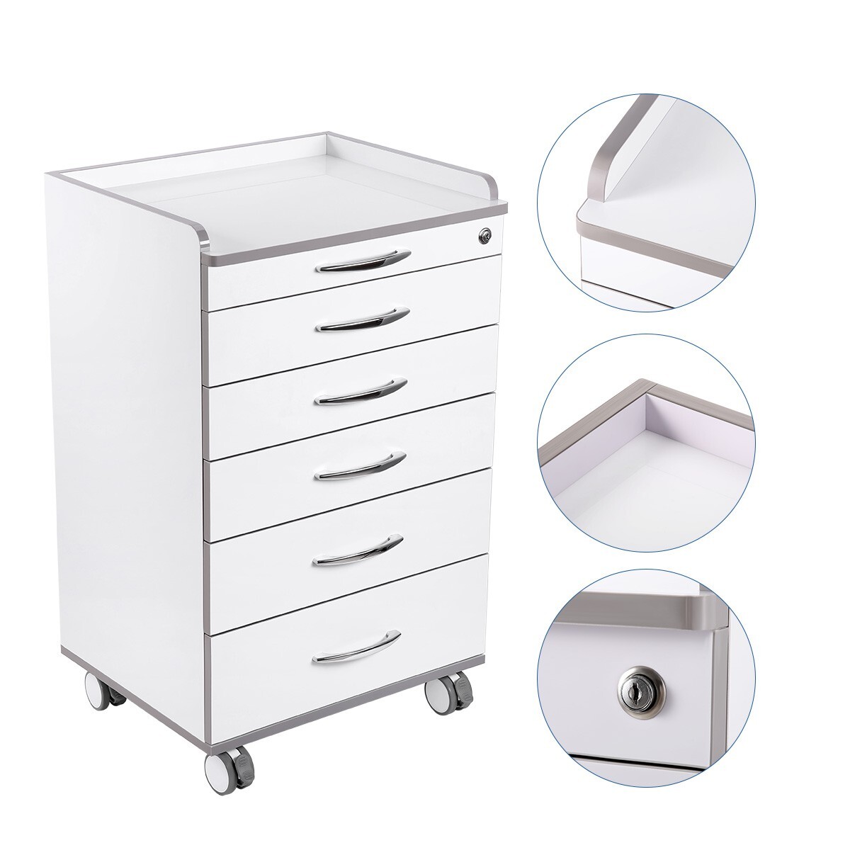Dental Multi-Function Mobile Cart with 3/4/5 Drawers Medical Rolling Cart