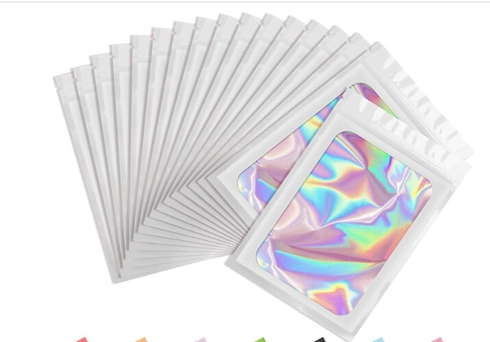 400 pcs Holographic Mylar Foil Bags Smell Proof Resealable Zip Lock Pouch Black