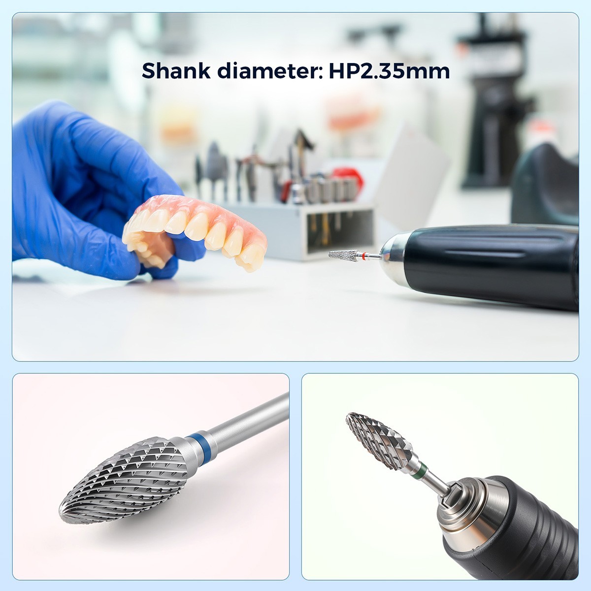 Dental Tungsten Steel Carbide Burs Lab Polishing Cutting Bur Drills HP 2.35mm
