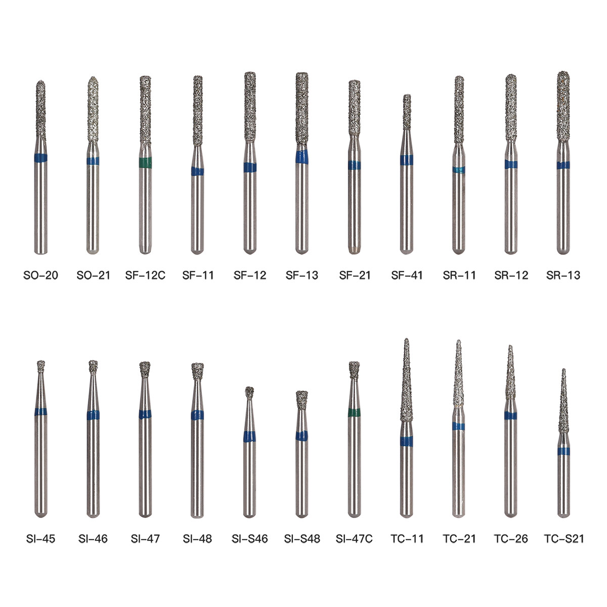 20Packs 100Pcs Dental Diamond Burs FG Burs Turbine For High Speed Handpiece