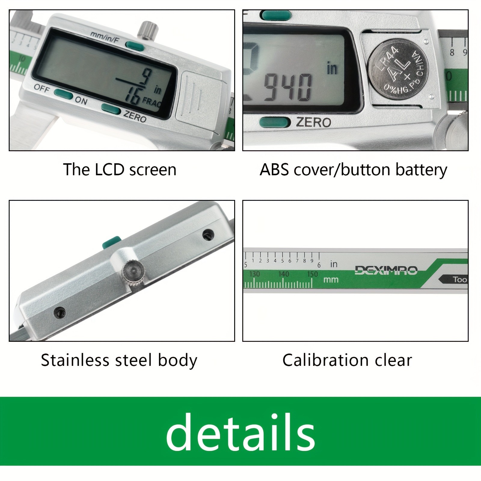 Digital Caliper – Stainless Steel LCD Display for Precise mm/Inch Measurement