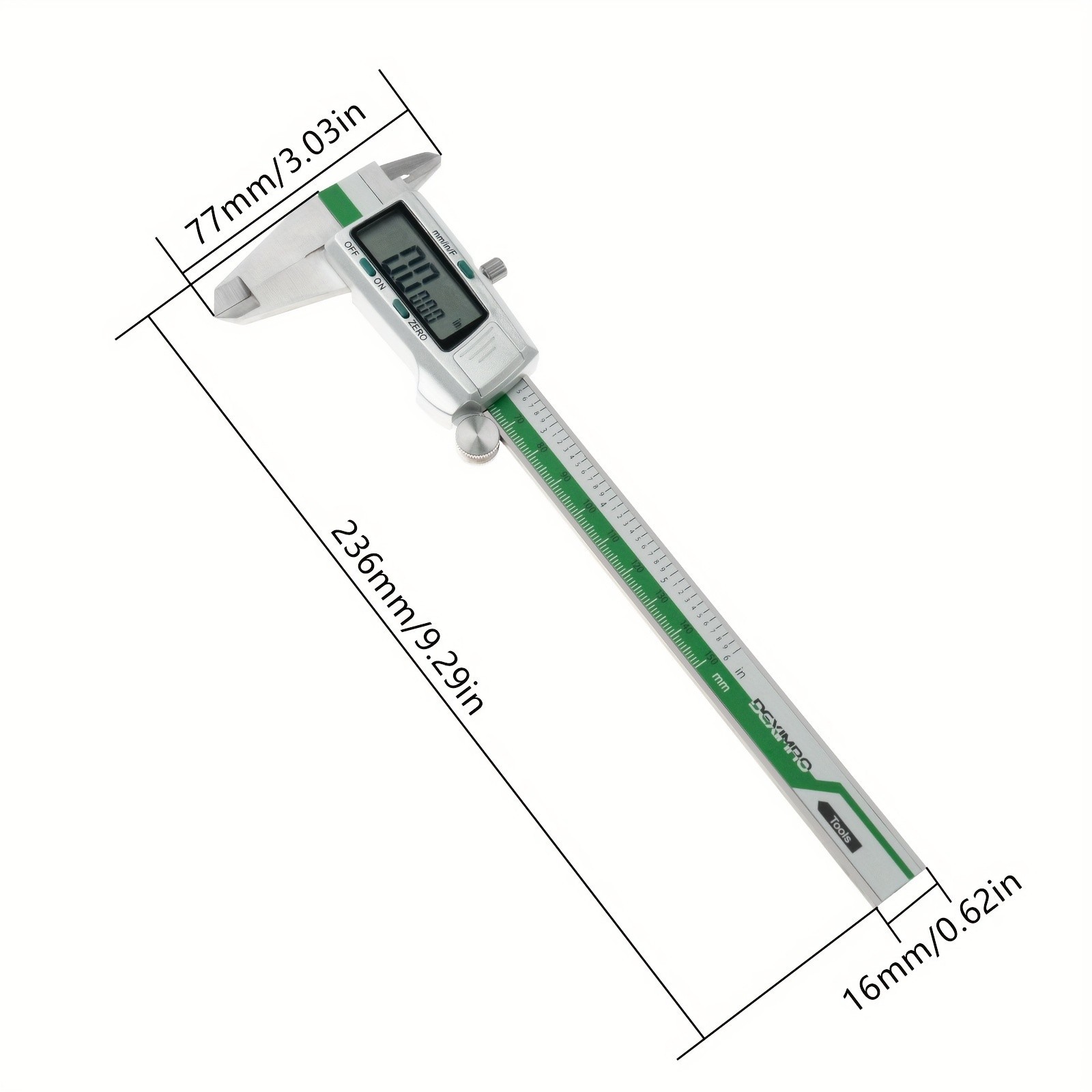 Digital Caliper – Stainless Steel LCD Display for Precise mm/Inch Measurement
