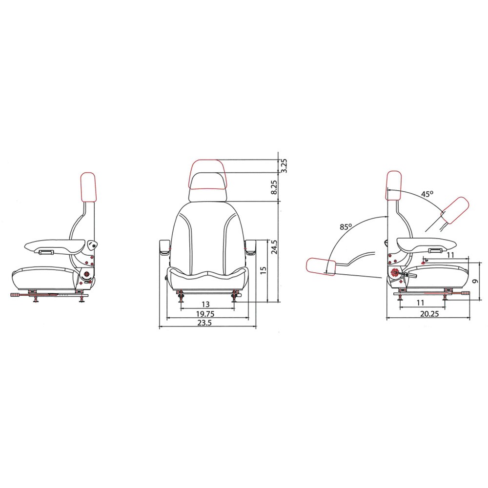 445000BG One New Aftermarket Premium HD Vinyl High Back Seat Black and Grey