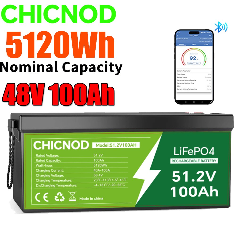 48V 100Ah LiFePO4 Lithium Battery Built-in BMS 15000 Deep Cycle For Golf Cart RV