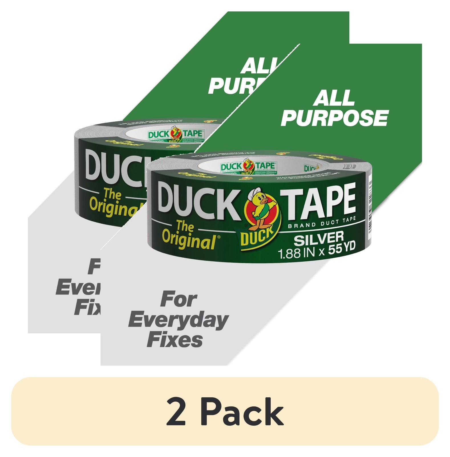 (2 pack) The Original Duck Tape Brand Duct Tape, 1.88 in. x 55 yd Silver