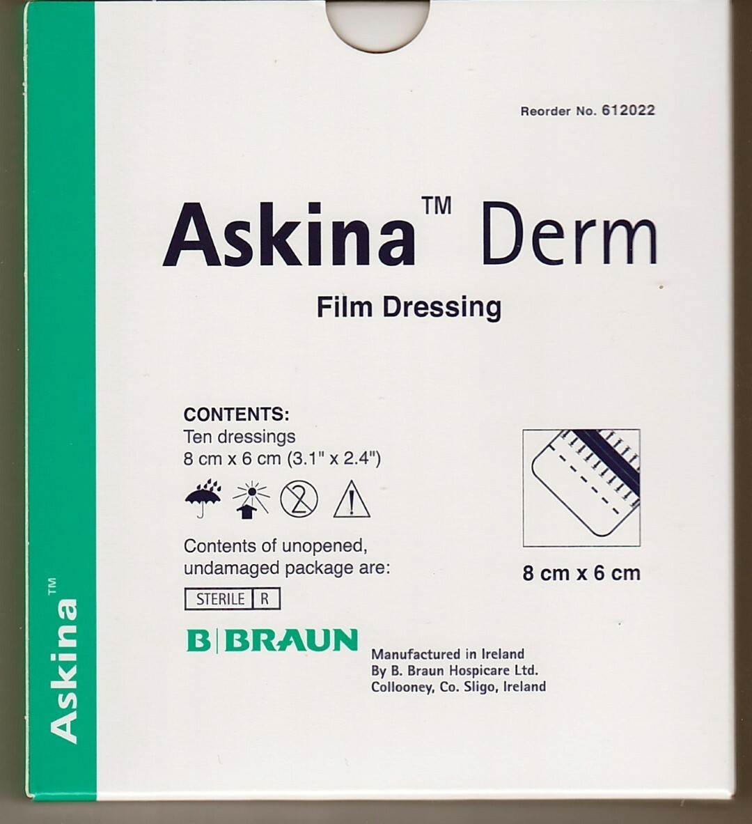 NEW NIB Askina Derm Film Dressing Size 8cm X 6cm Exp 11/2025 – 10 in Each Box