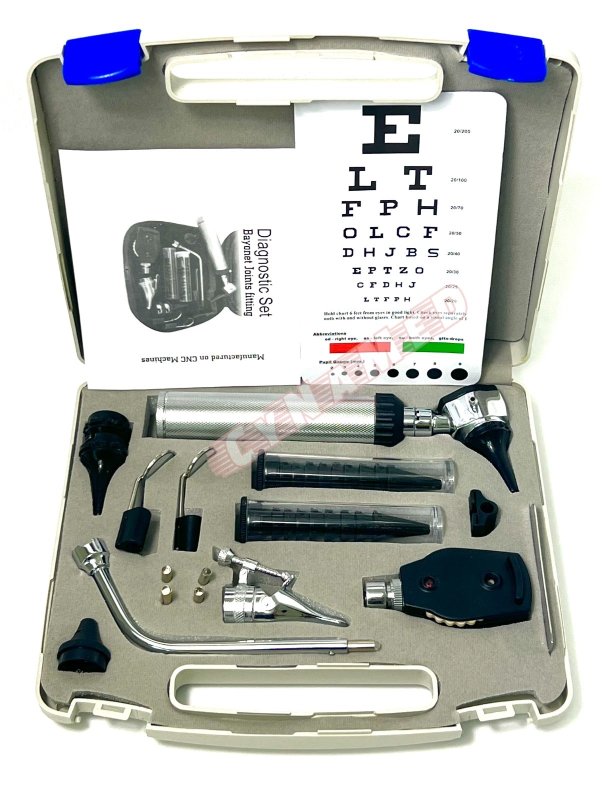 NEW Professional Physician OPHTHALMOSCOPE OTOSCOPE DIAGNOSTIC SET + 4 FREE BULBS