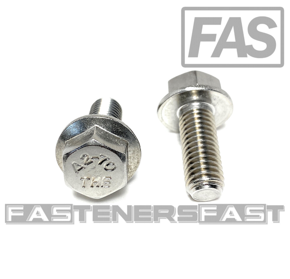 (10) M10 x 1.50 x 25 Stainless Steel DIN6921 A2 Hex Flange Bolts M10x25mm Flange