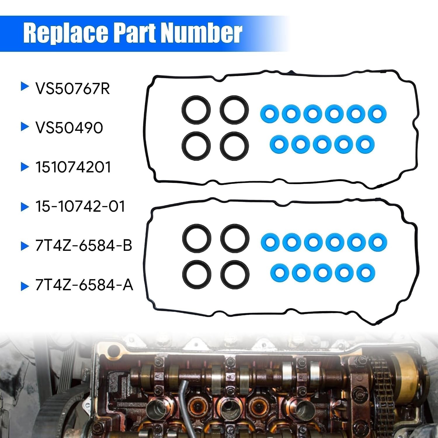 Engine Valve Cover Gasket Set Compatible with 2007-2015 Ford Edge F… Fast Ship