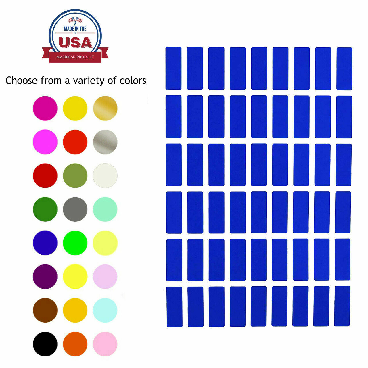 Color Coding Labels 1 inch x 3/8 inch Name Rectangle Stickers for Organizing