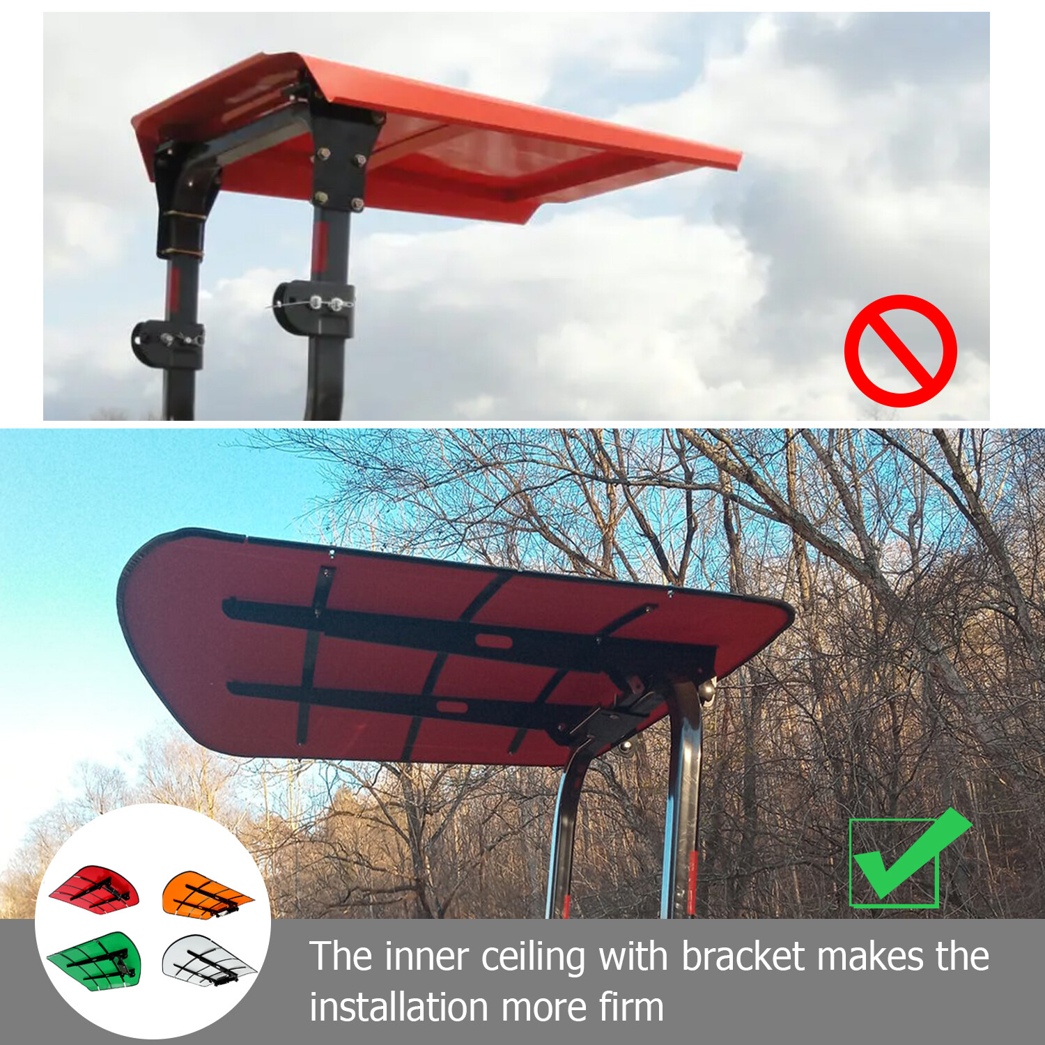 For Kubota, Kioti, Agco Tuff Top Tractor Canopy Orange/White/Green/Red