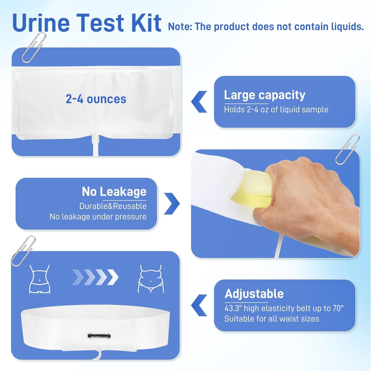 Urine Test Complete Kit – 2 to 4 oz Concealed Sample Bag with Adjustable…