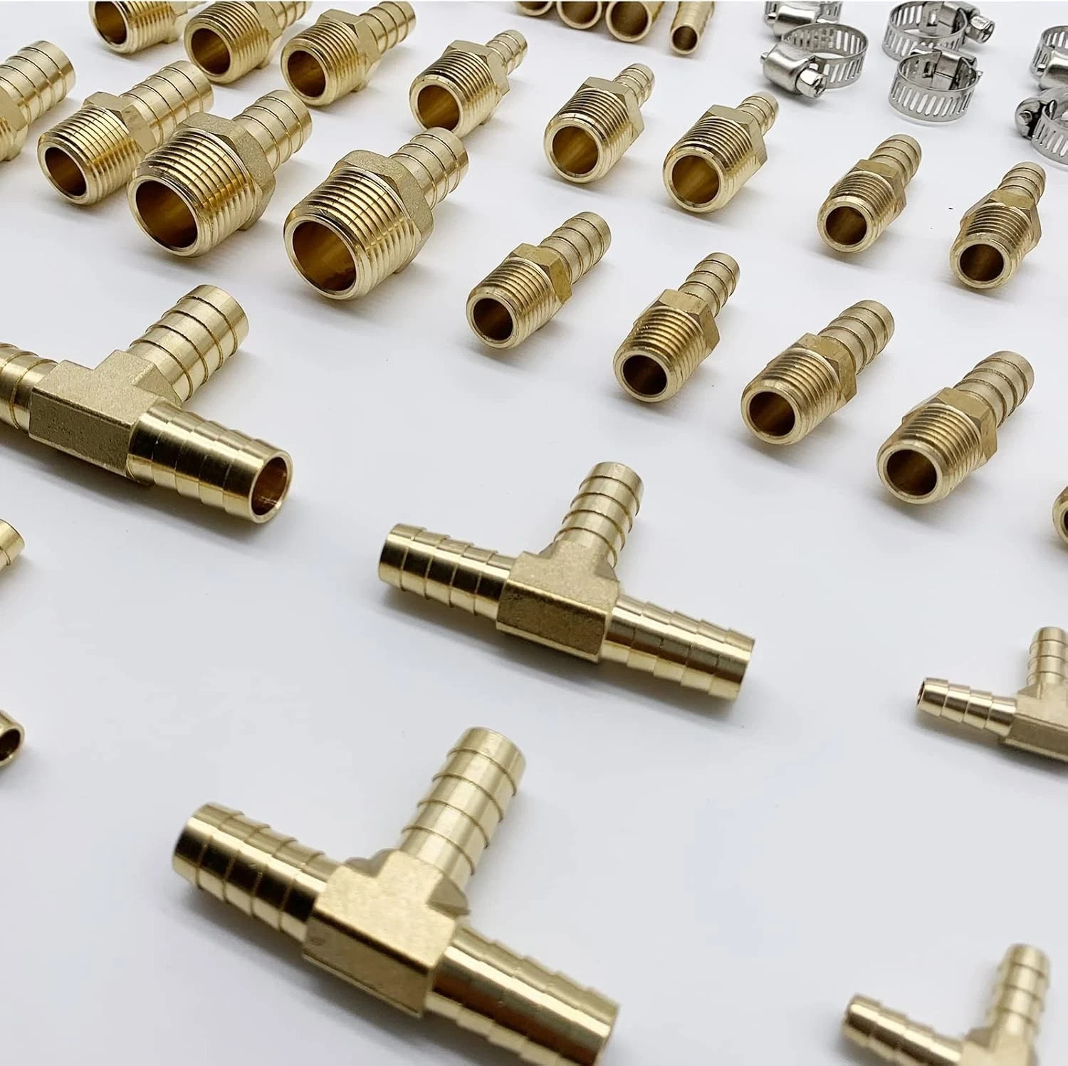 82 Pcs Brass Hose Barb Fittings Assortment Kits 1/8″ 3/16″ 1/4″ 5/16″ 3/8″ 1/2″